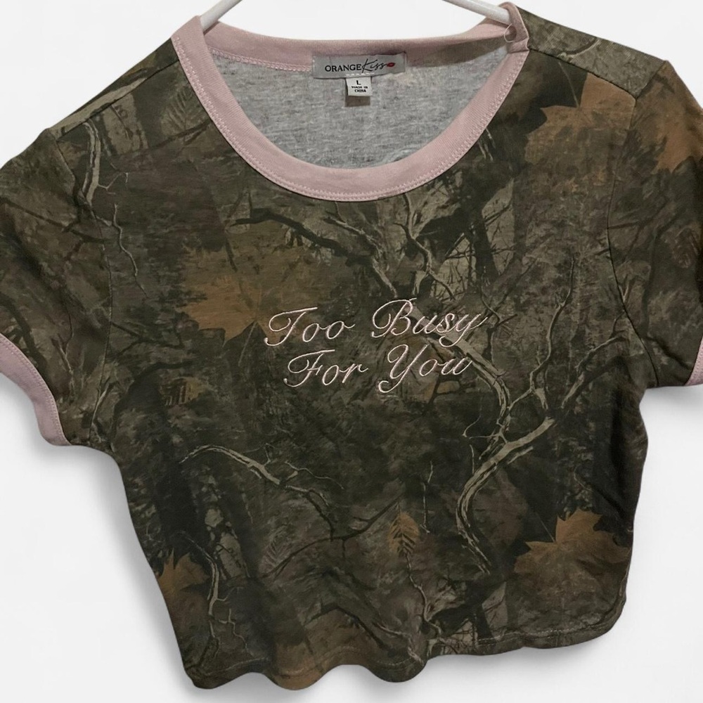 Camouflage Crop Top - Pink Trim